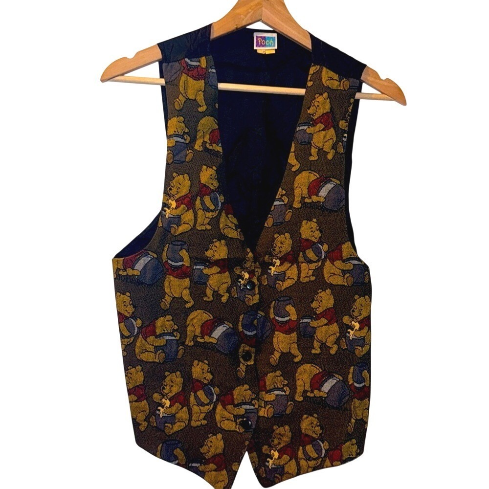 Pooh Vest Women's Vintage Tapestry Winnie the Pooh Honey‎ Pot Brown Small